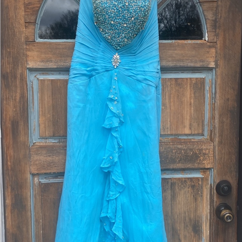 Tiffany & Co. Turquoise Beaded Prom Gown